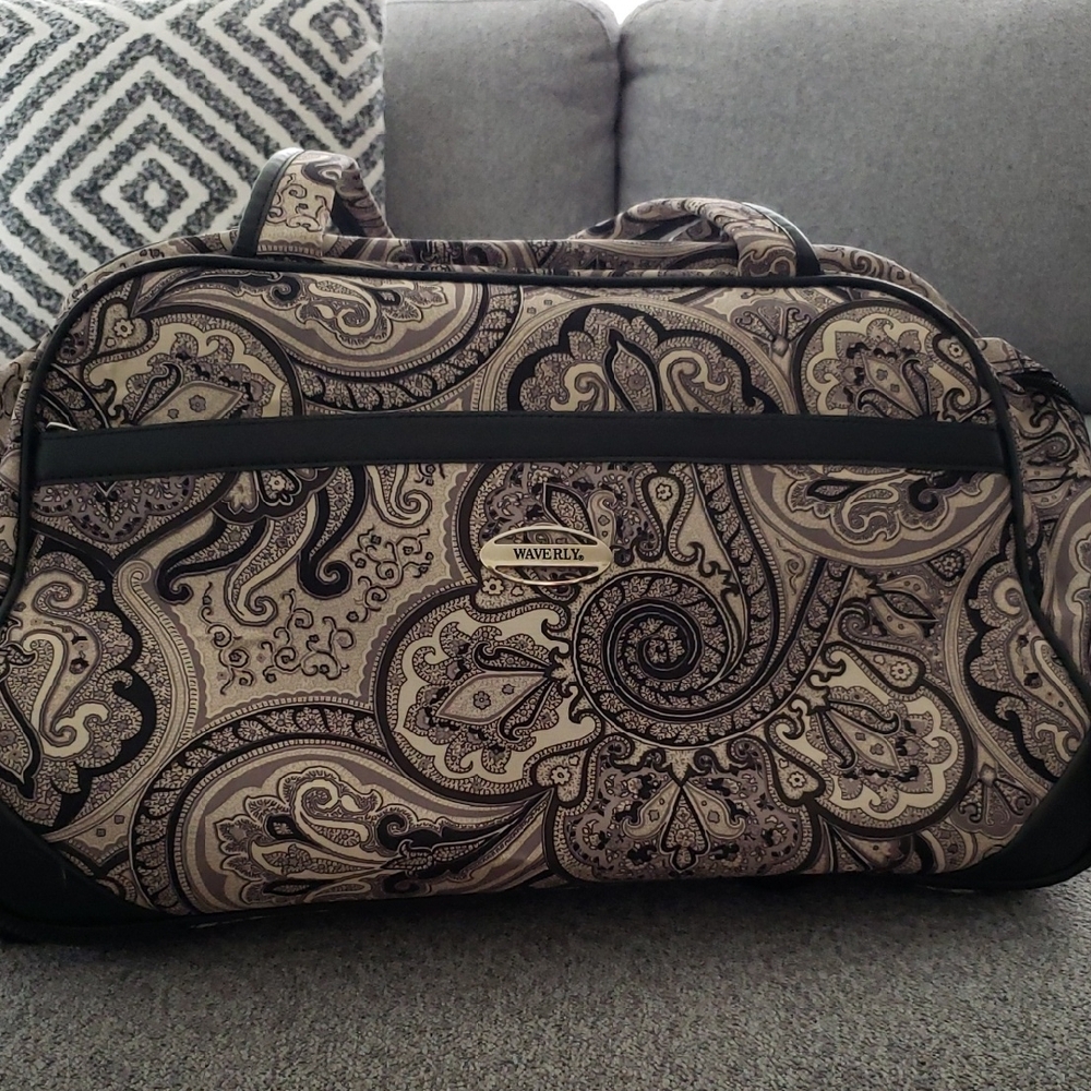 Waverly Women's Travel Bag - Black and Brown Paisley